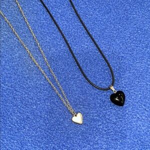 Black and Silver Heart Pendant Necklace Set 1-238